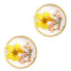 Tussenstuk met gedroogde bloemetjes 20mm - Gold-light pink yellow